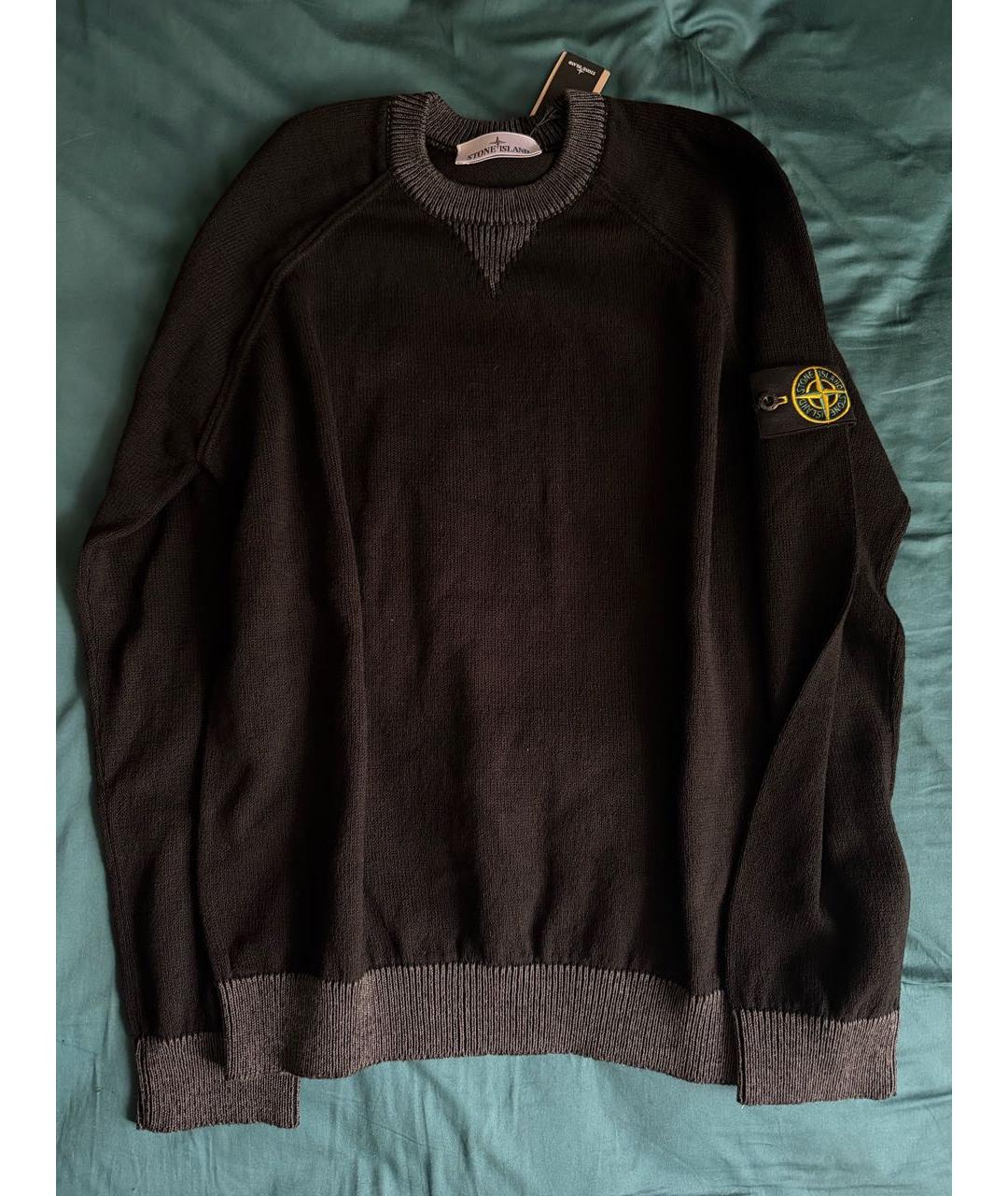 STONE ISLAND Черный хлопковый джемпер / свитер, фото 4