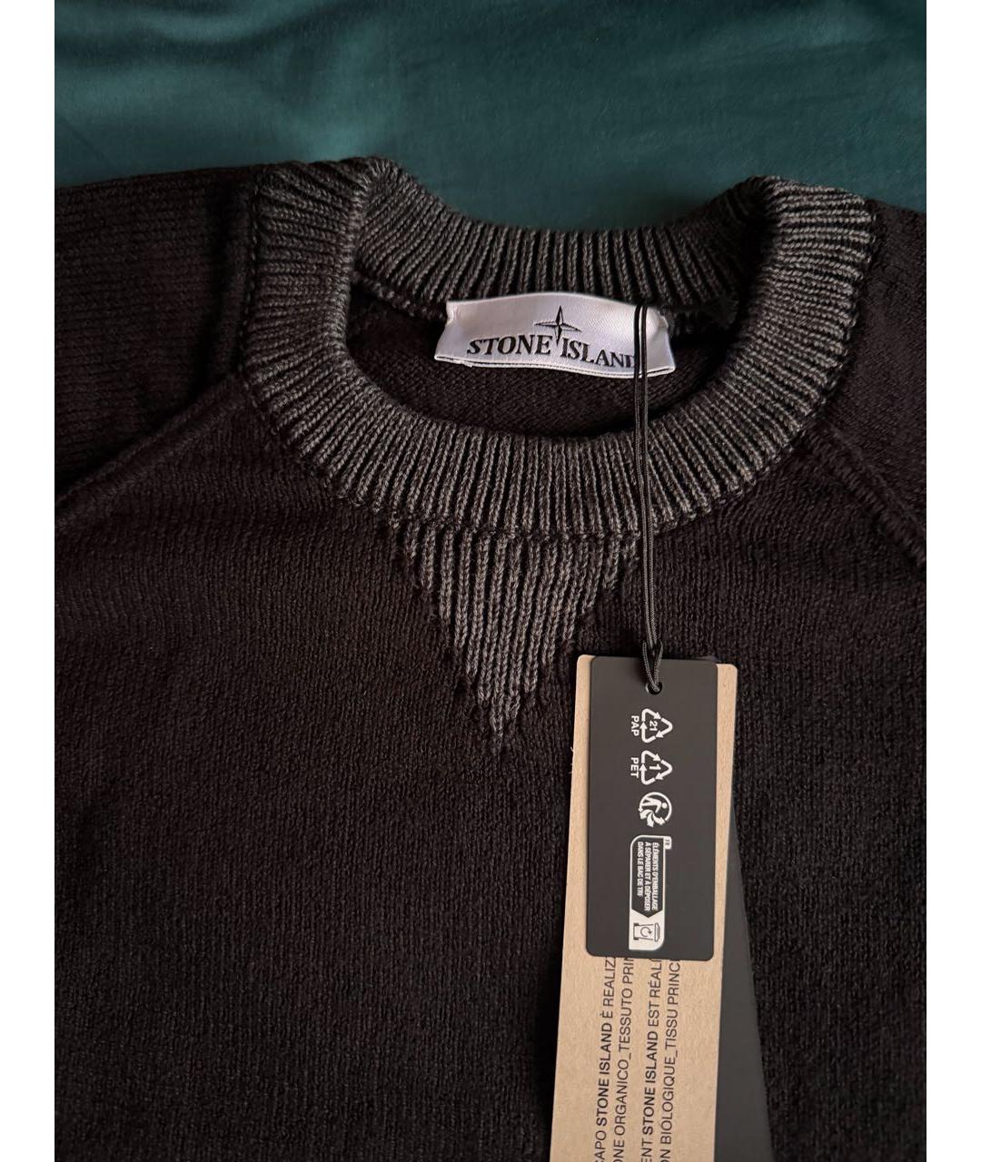 STONE ISLAND Черный хлопковый джемпер / свитер, фото 5