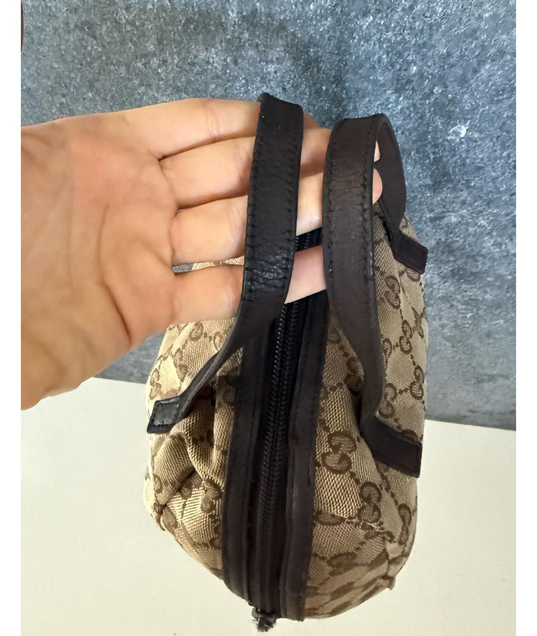 GUCCI Бежевая кожаная сумка с короткими ручками, фото 5