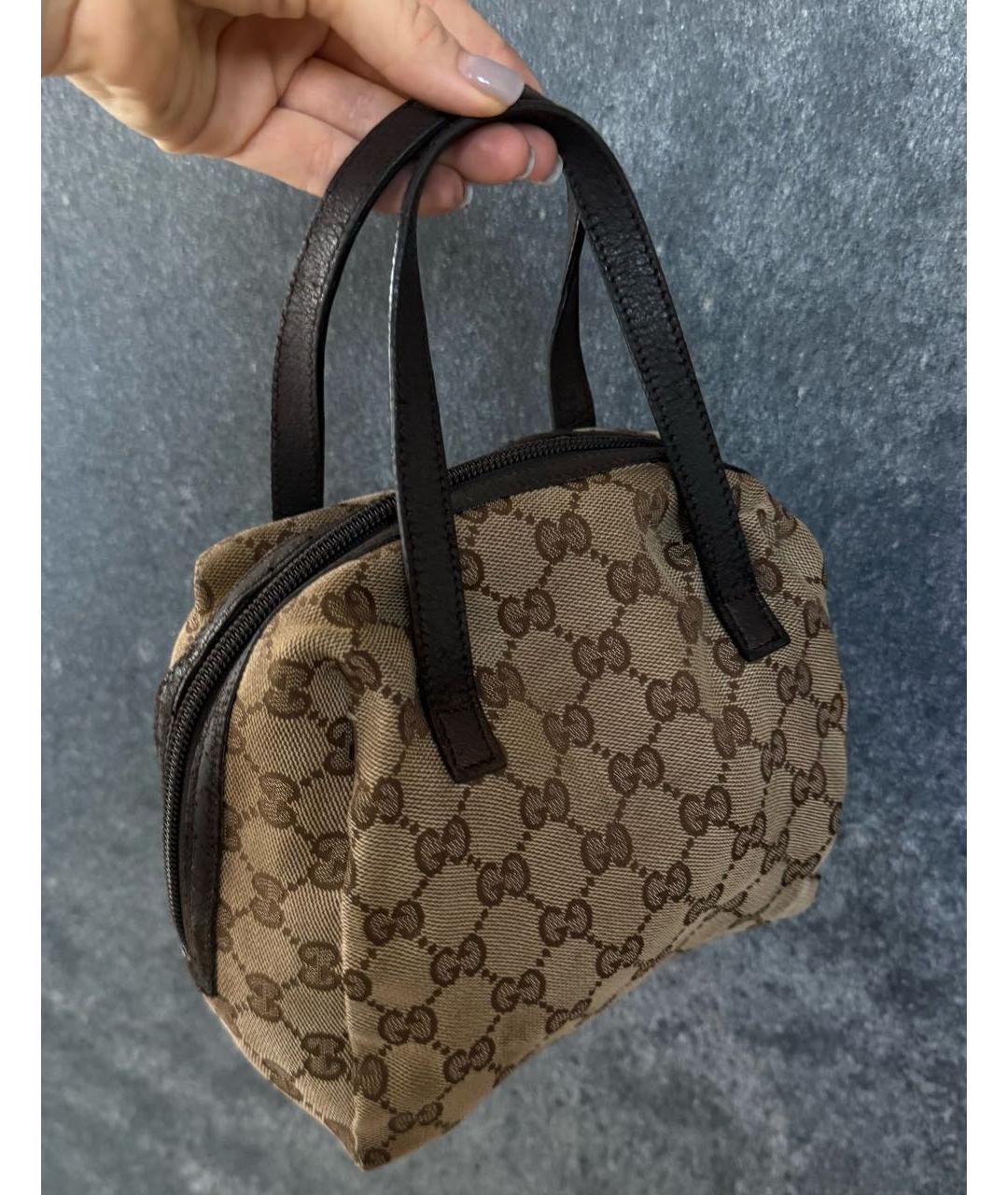 GUCCI Бежевая кожаная сумка с короткими ручками, фото 3