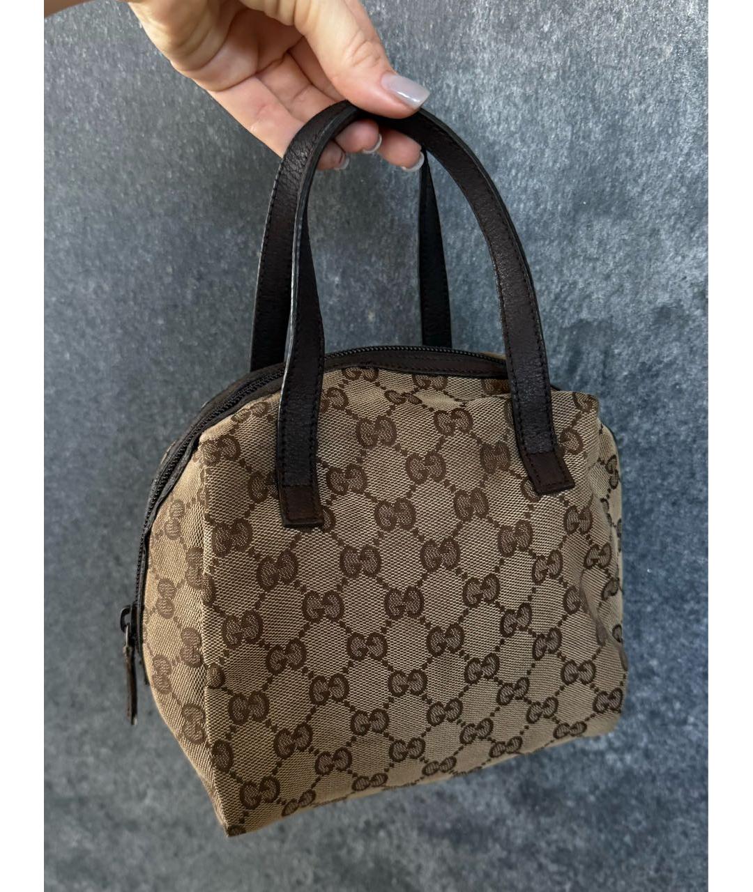 GUCCI Бежевая кожаная сумка с короткими ручками, фото 8