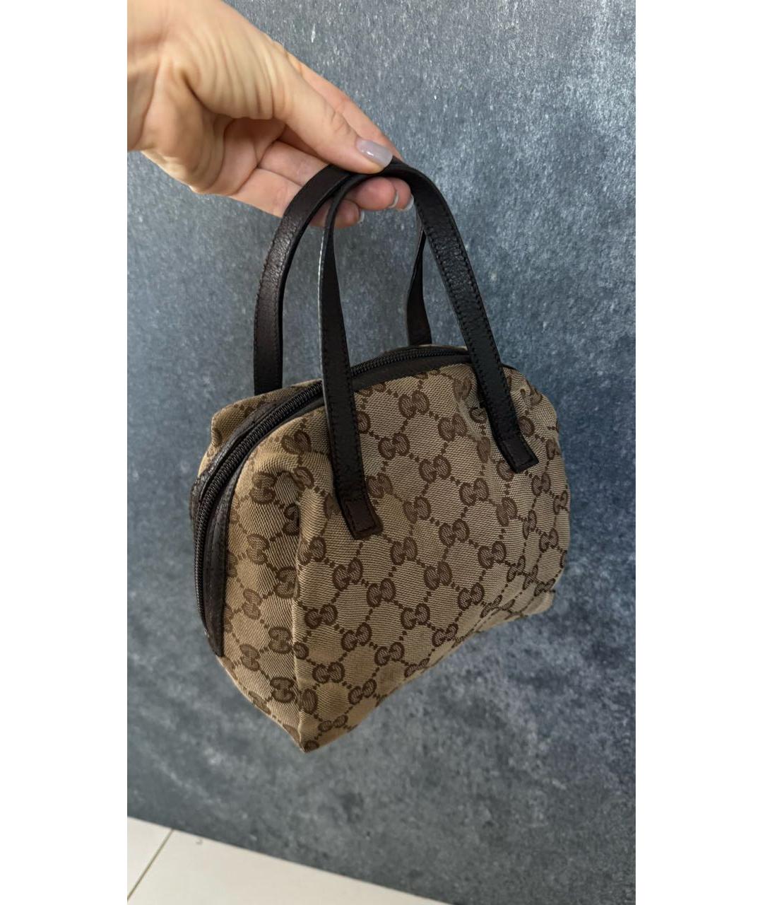 GUCCI Бежевая кожаная сумка с короткими ручками, фото 2