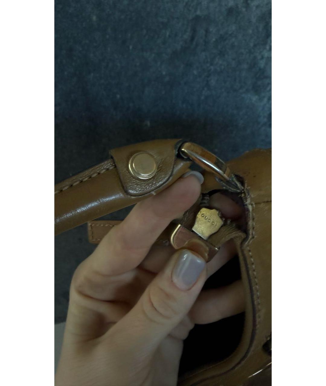 GUCCI Коричневая кожаная сумка с короткими ручками, фото 4