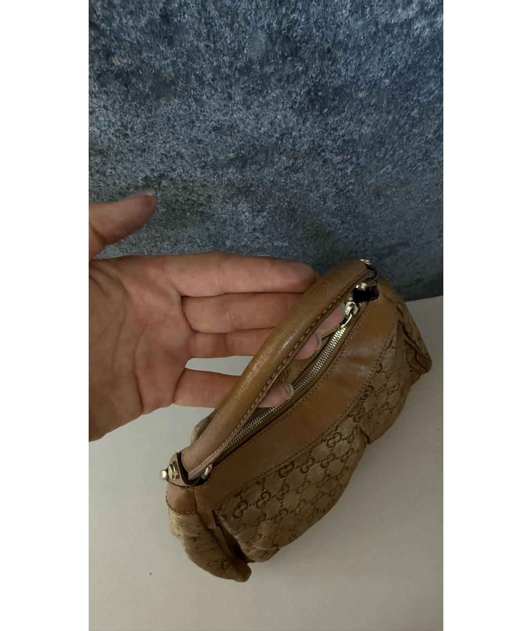 GUCCI Коричневая кожаная сумка с короткими ручками, фото 3