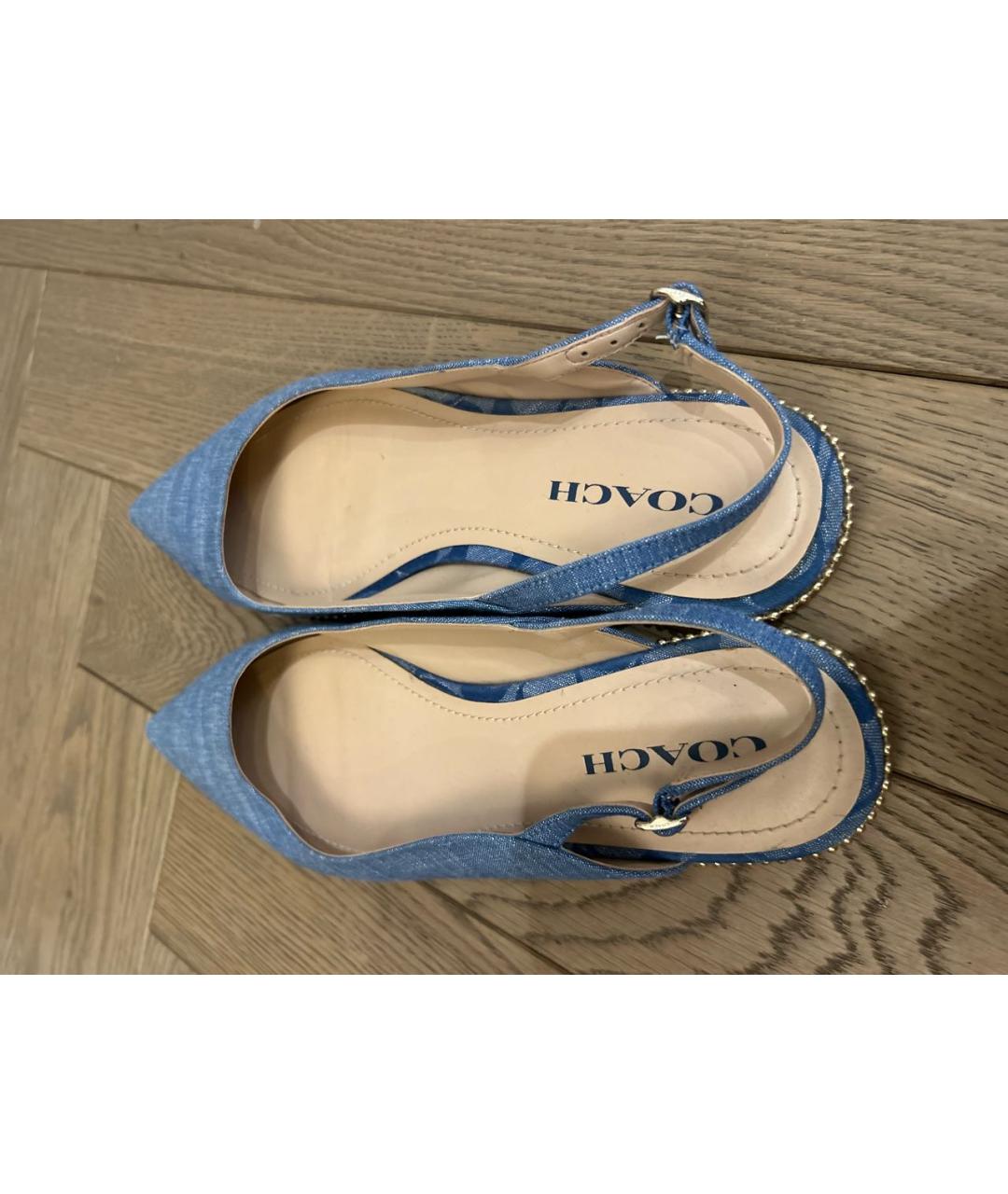 COACH Голубые текстильные босоножки, фото 3