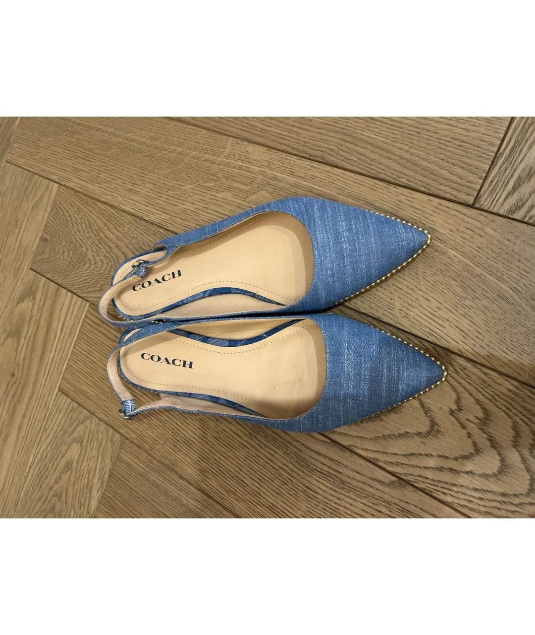 COACH Голубые текстильные босоножки, фото 2