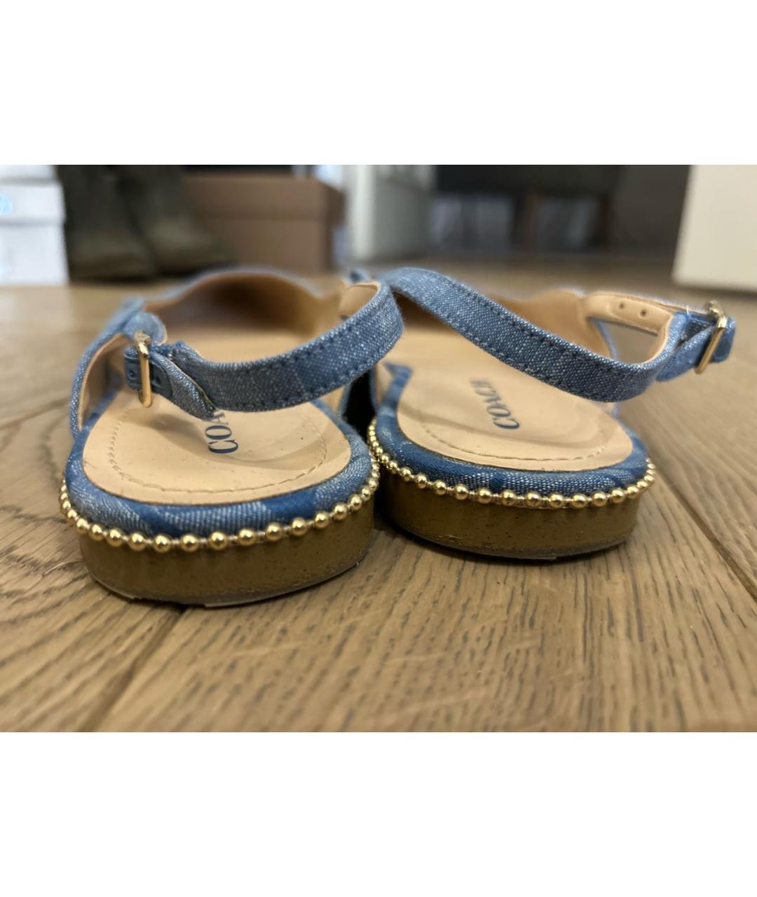 COACH Голубые текстильные босоножки, фото 4