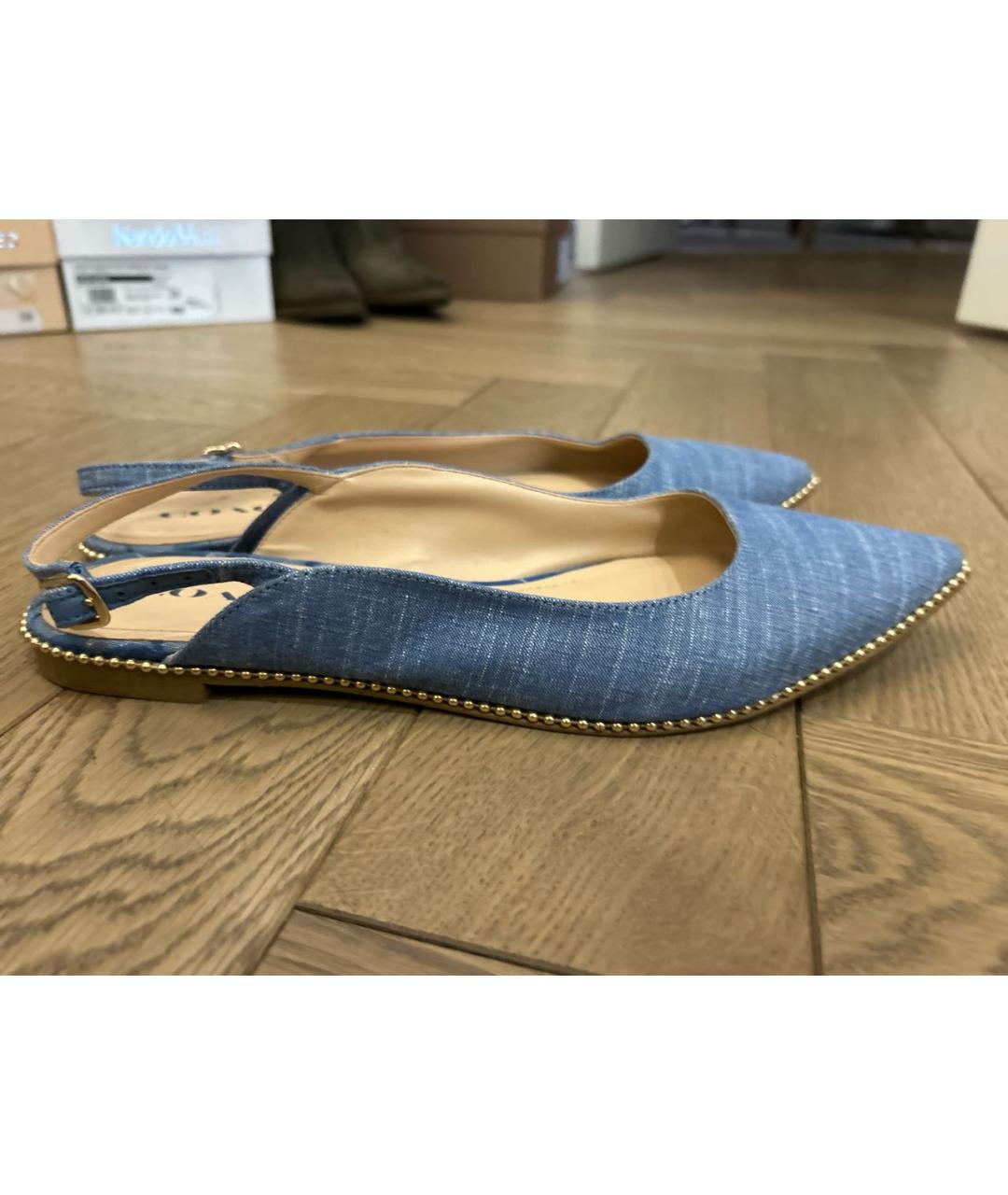 COACH Голубые текстильные босоножки, фото 5