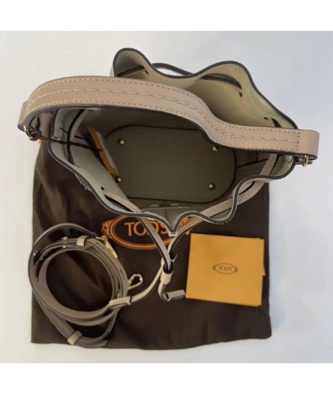 TOD'S Бежевая кожаная сумка через плечо, фото 4