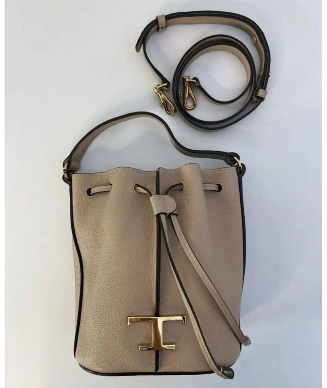 TOD'S Бежевая кожаная сумка через плечо, фото 7