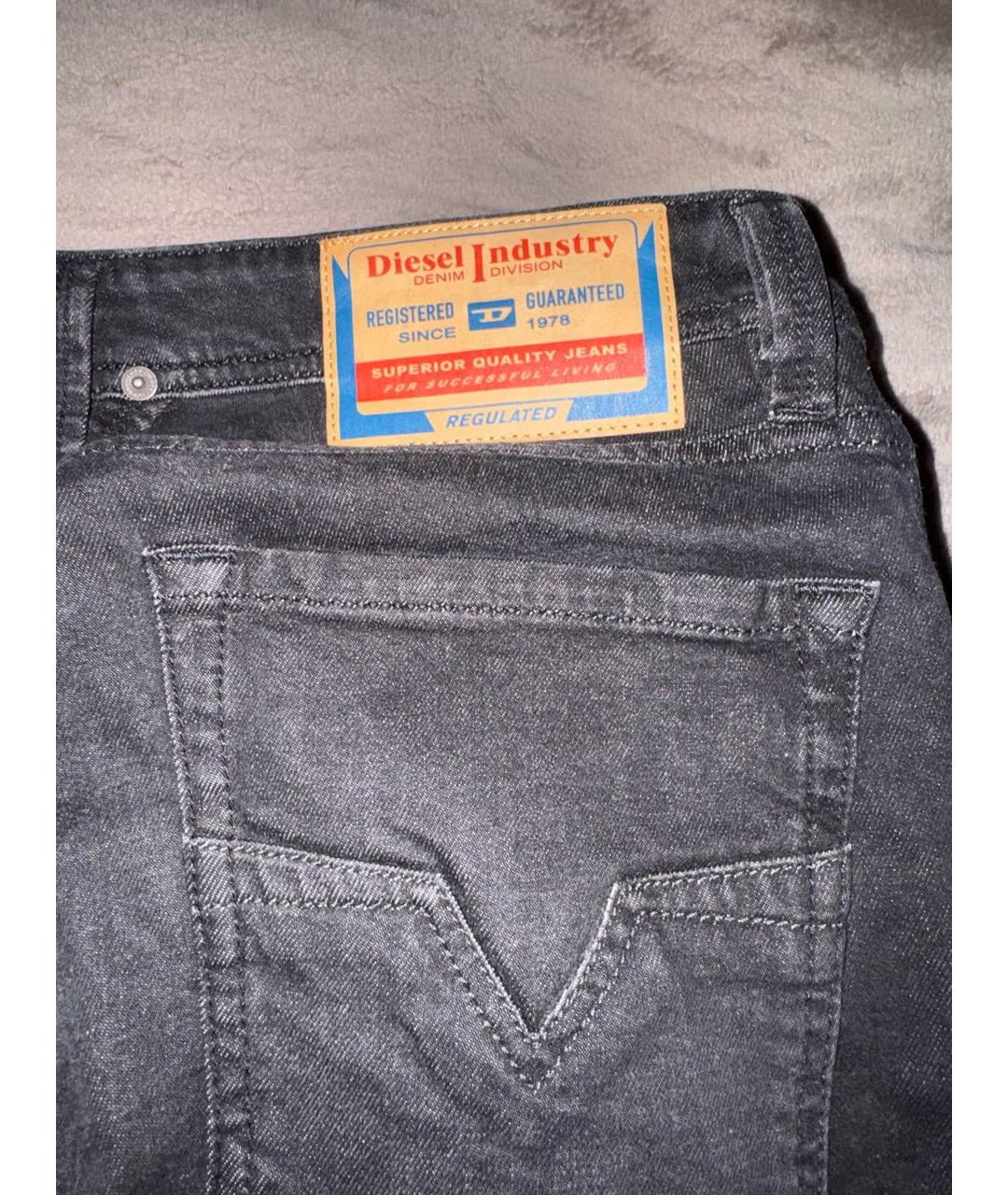DIESEL Черные хлопковые прямые джинсы, фото 3