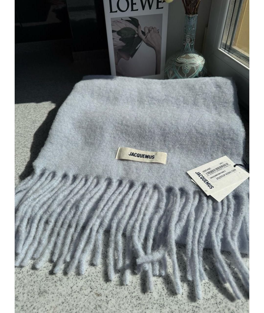 JACQUEMUS Голубой шерстяной шарф, фото 2