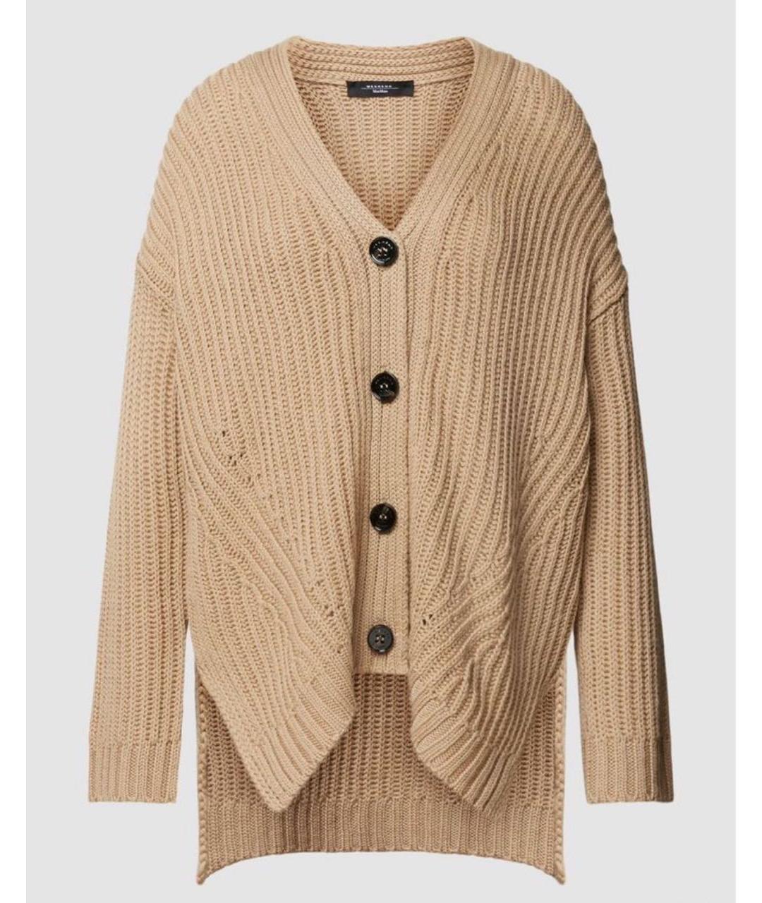 WEEKEND MAX MARA Бежевый шерстяной кардиган, фото 9