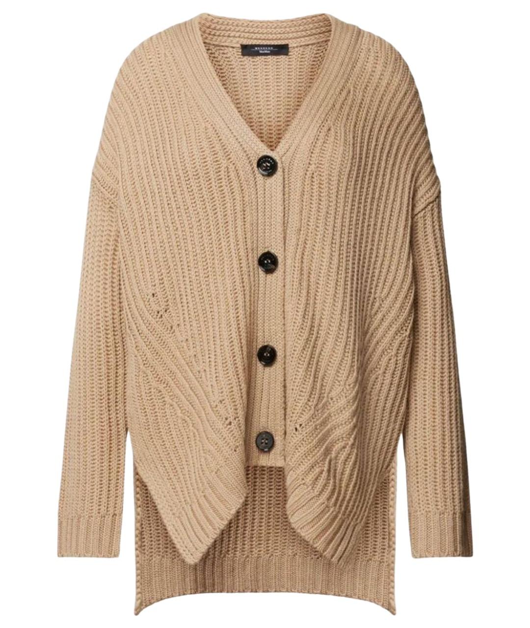 WEEKEND MAX MARA Бежевый шерстяной кардиган, фото 1
