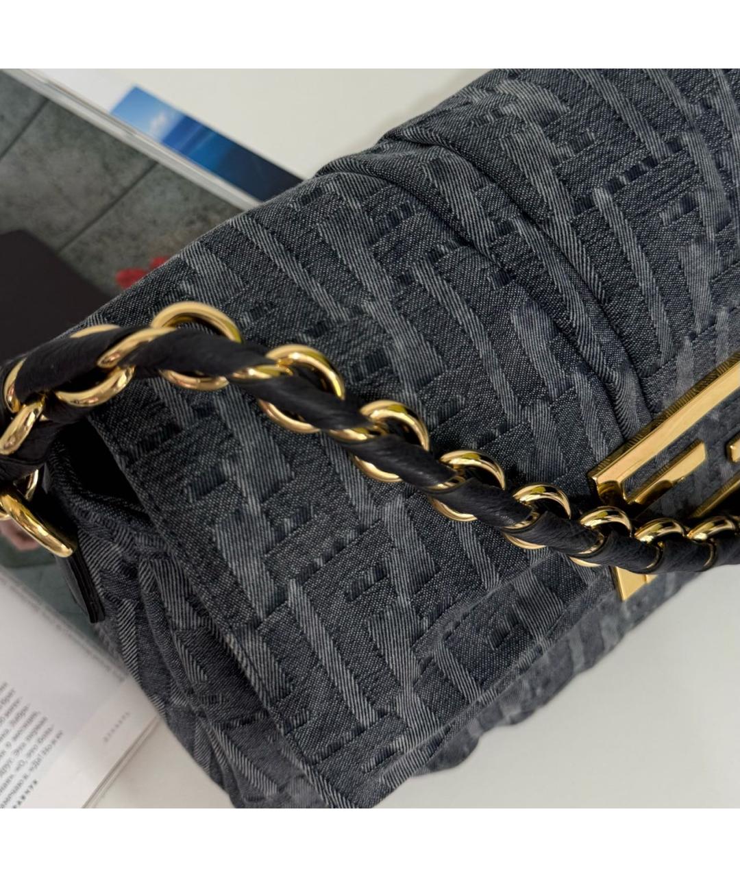 FENDI Синяя деним сумка через плечо, фото 3