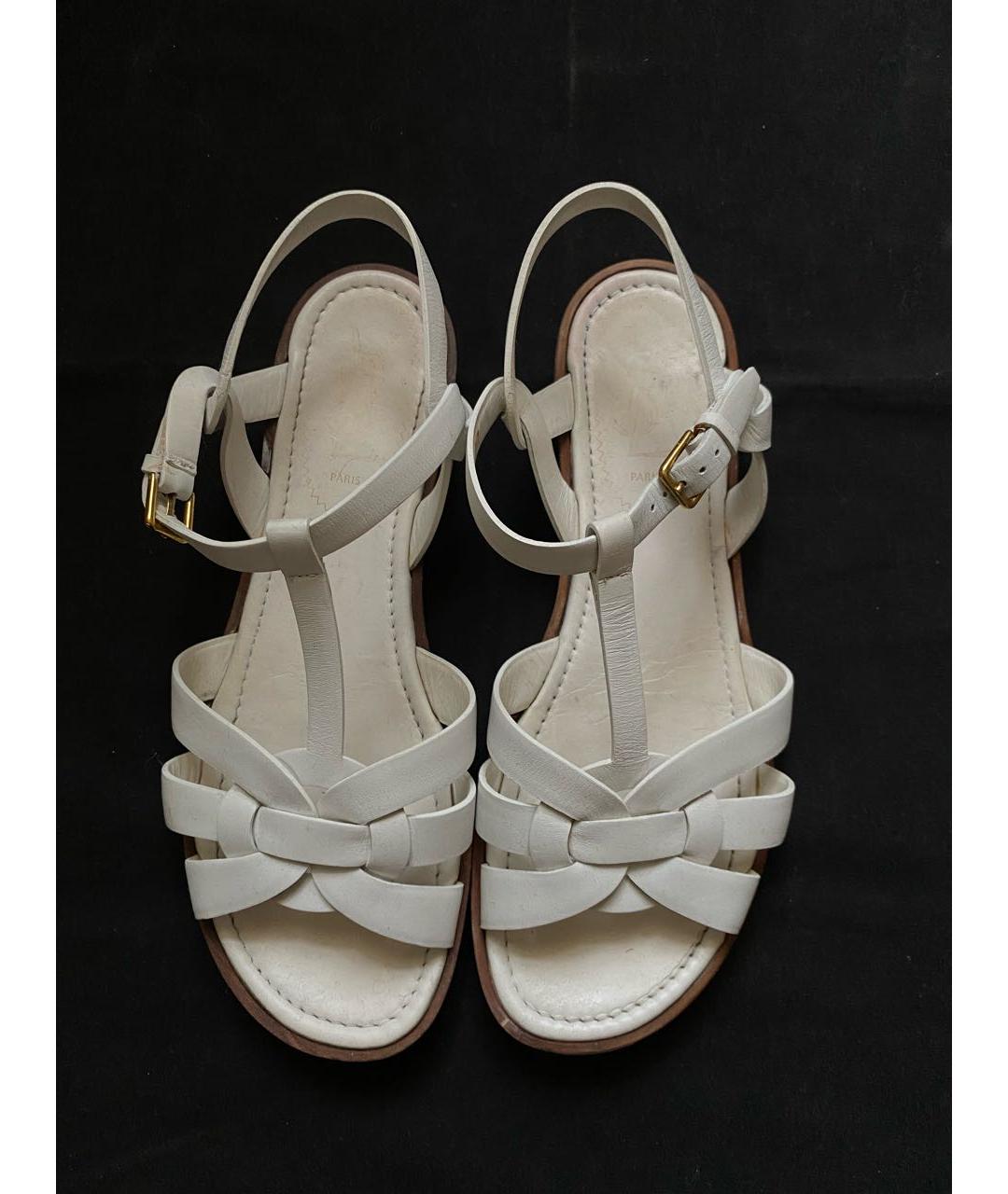 SAINT LAURENT Белые кожаные сандалии, фото 2