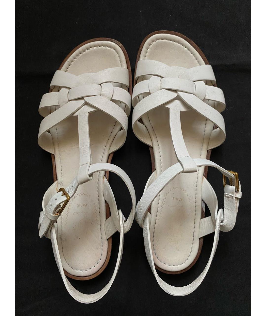 SAINT LAURENT Белые кожаные сандалии, фото 3