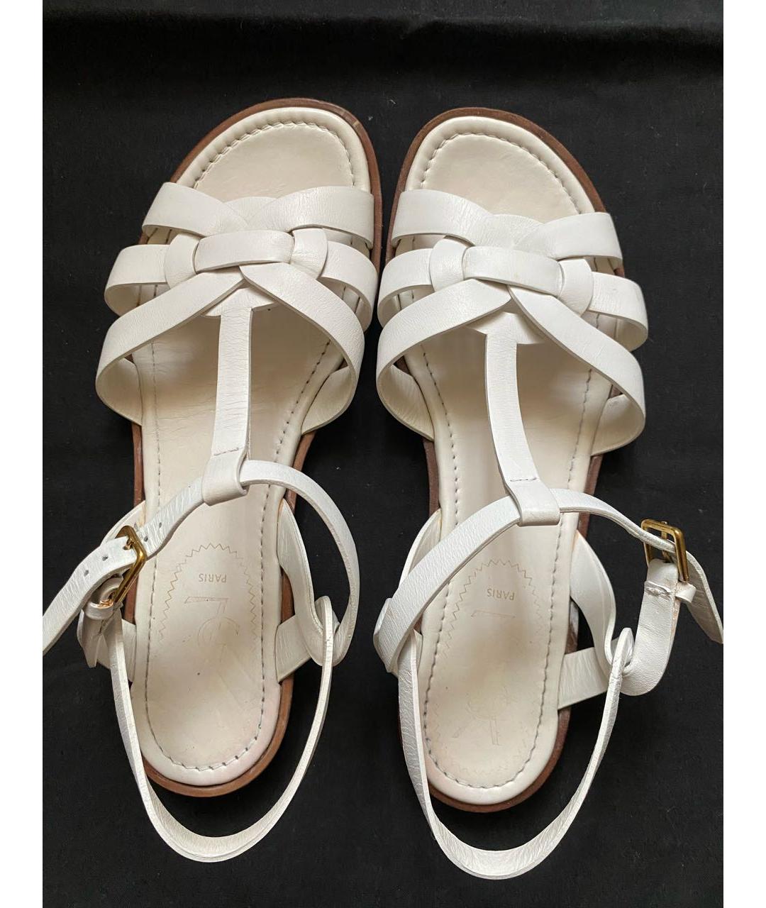 SAINT LAURENT Белые кожаные сандалии, фото 8