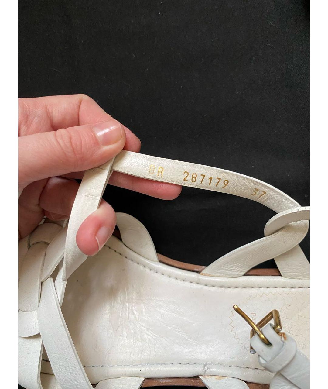 SAINT LAURENT Белые кожаные сандалии, фото 7