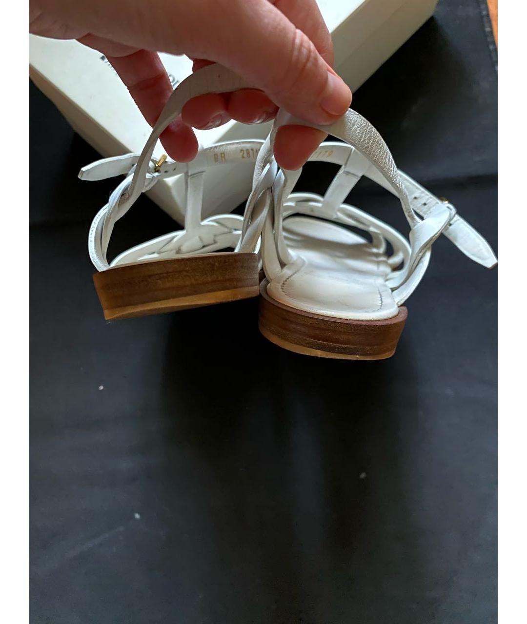 SAINT LAURENT Белые кожаные сандалии, фото 4