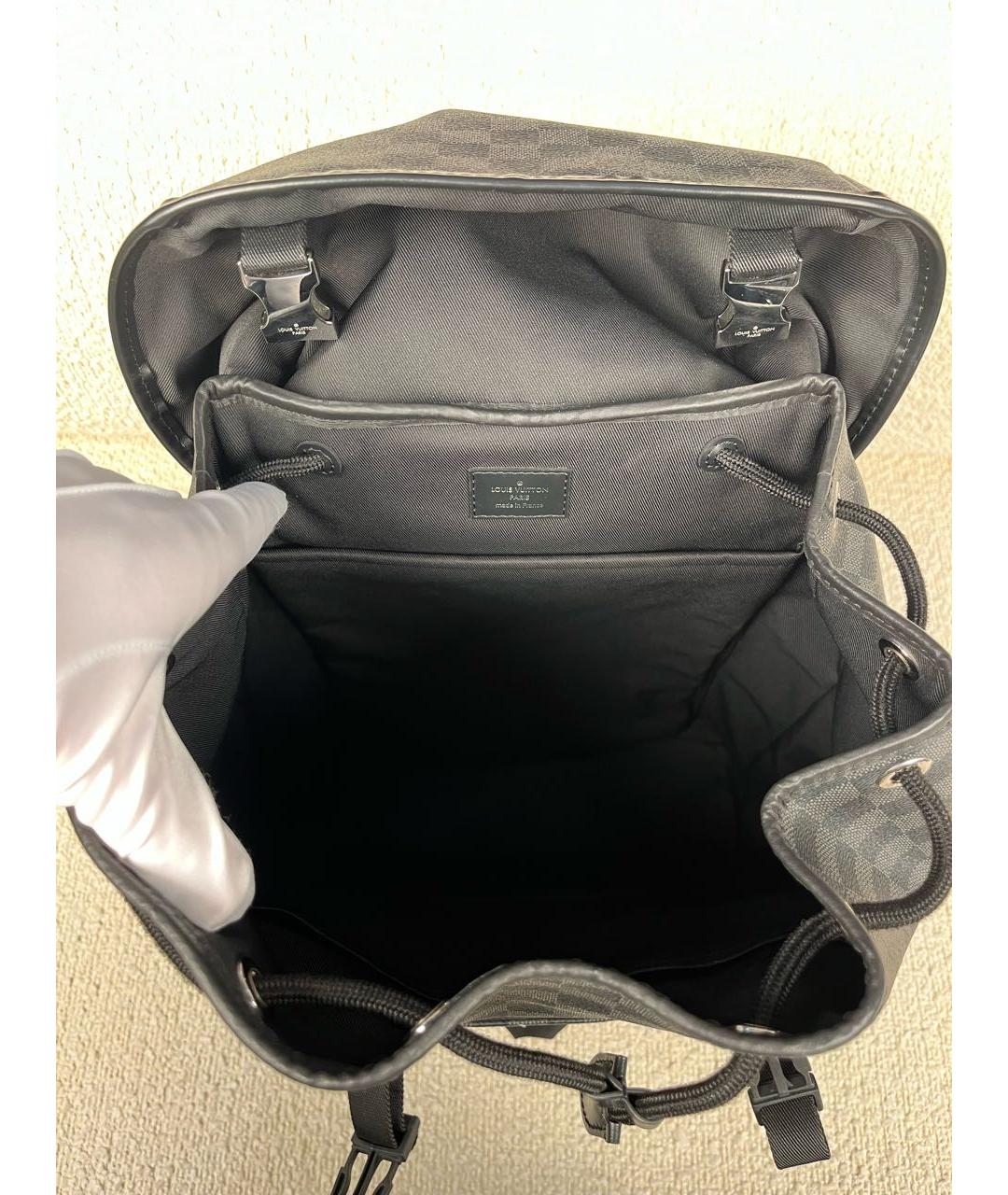 LOUIS VUITTON Антрацитовый кожаный рюкзак, фото 4