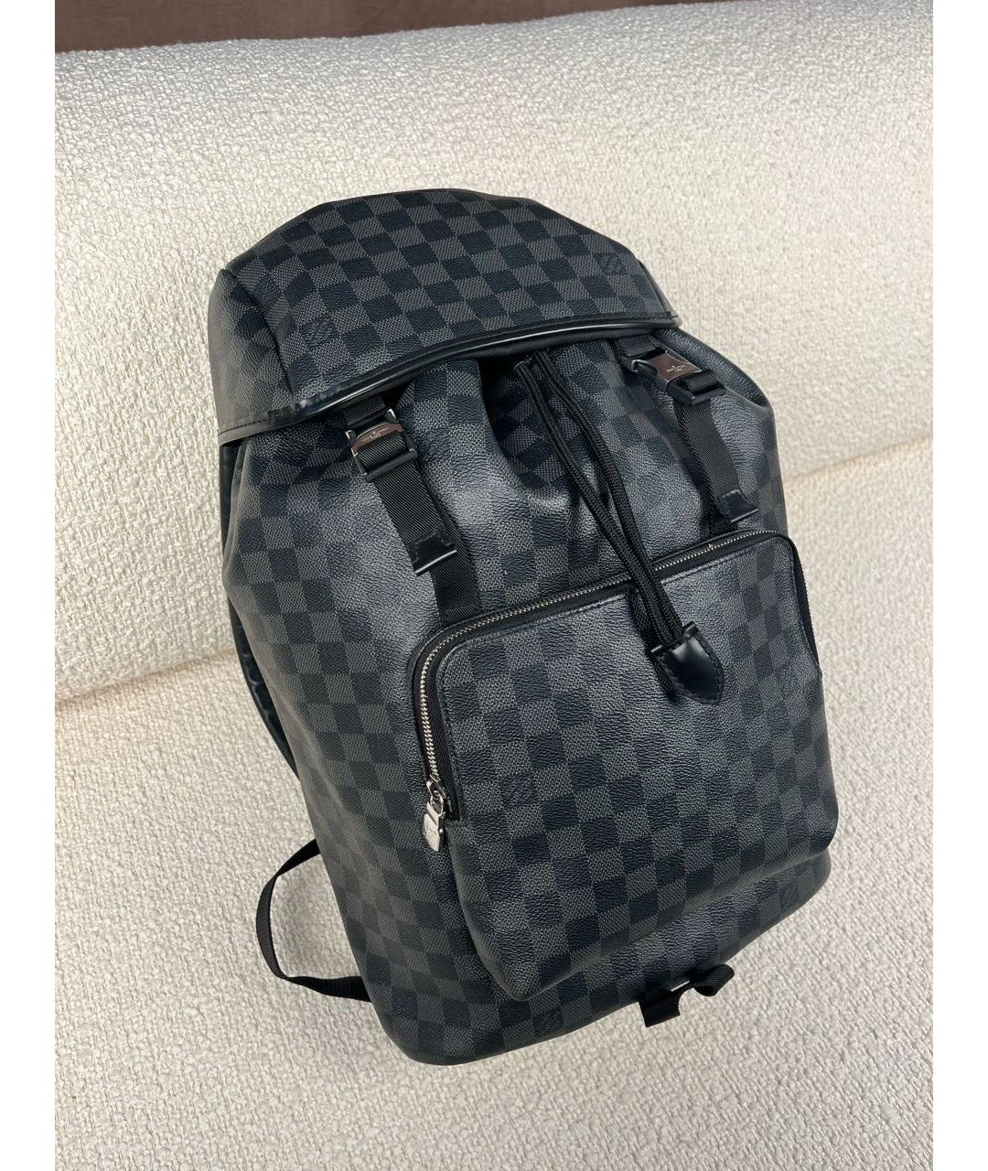 LOUIS VUITTON Антрацитовый кожаный рюкзак, фото 2