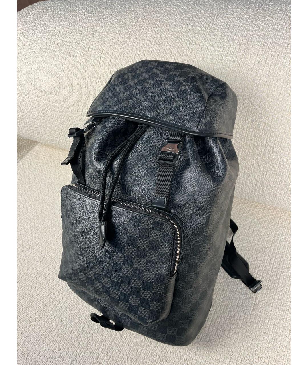 LOUIS VUITTON Антрацитовый кожаный рюкзак, фото 5