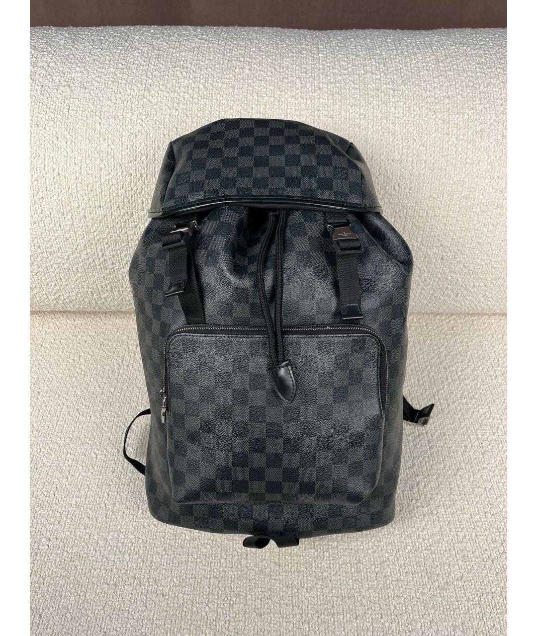 LOUIS VUITTON Антрацитовый кожаный рюкзак, фото 9