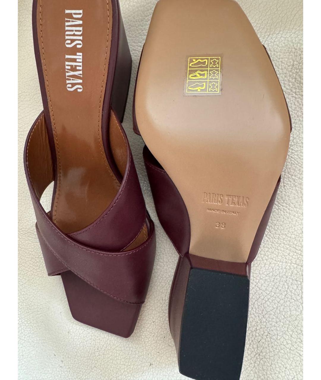 PARIS TEXAS Бордовые кожаные мюли, фото 3