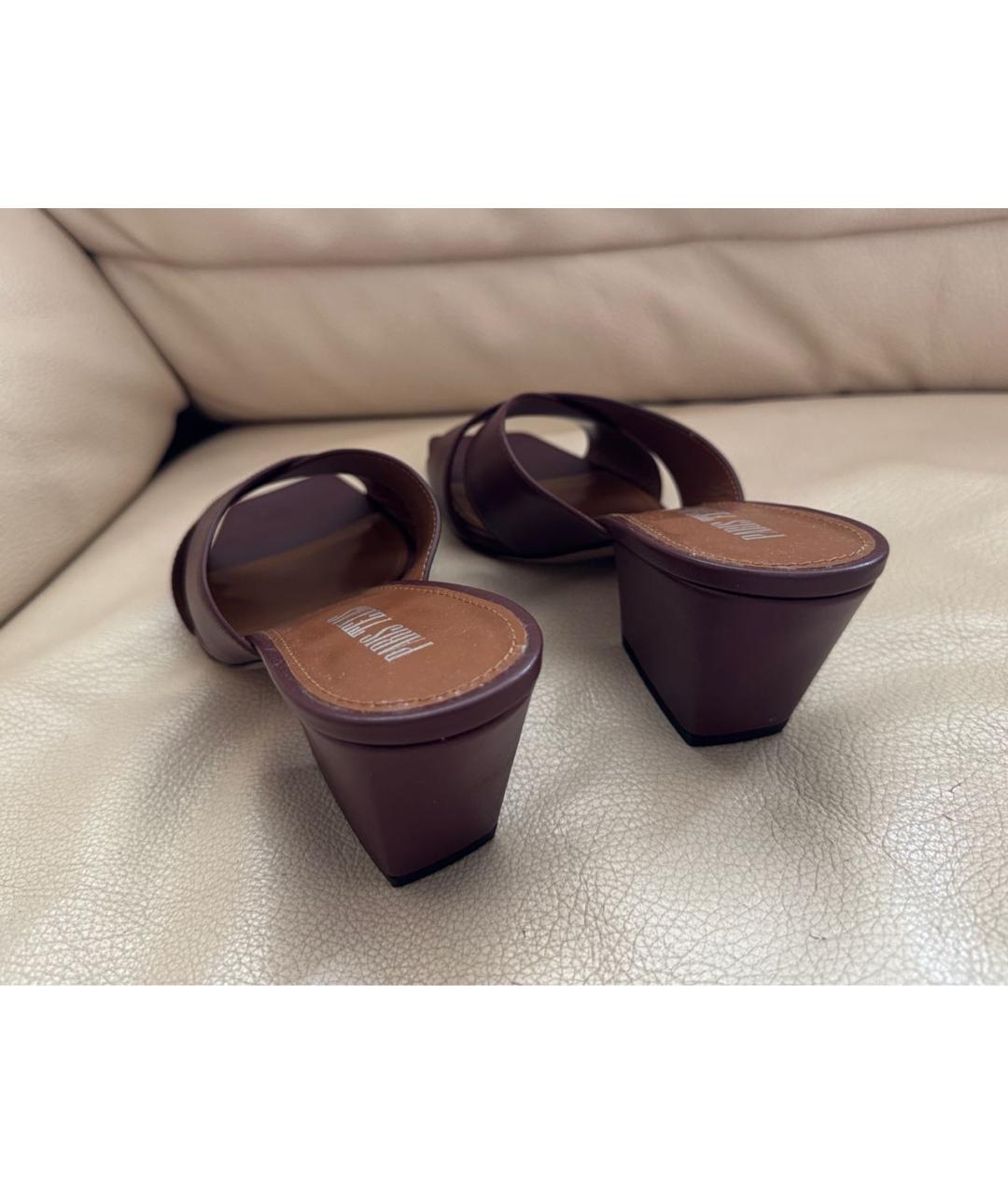 PARIS TEXAS Бордовые кожаные мюли, фото 4