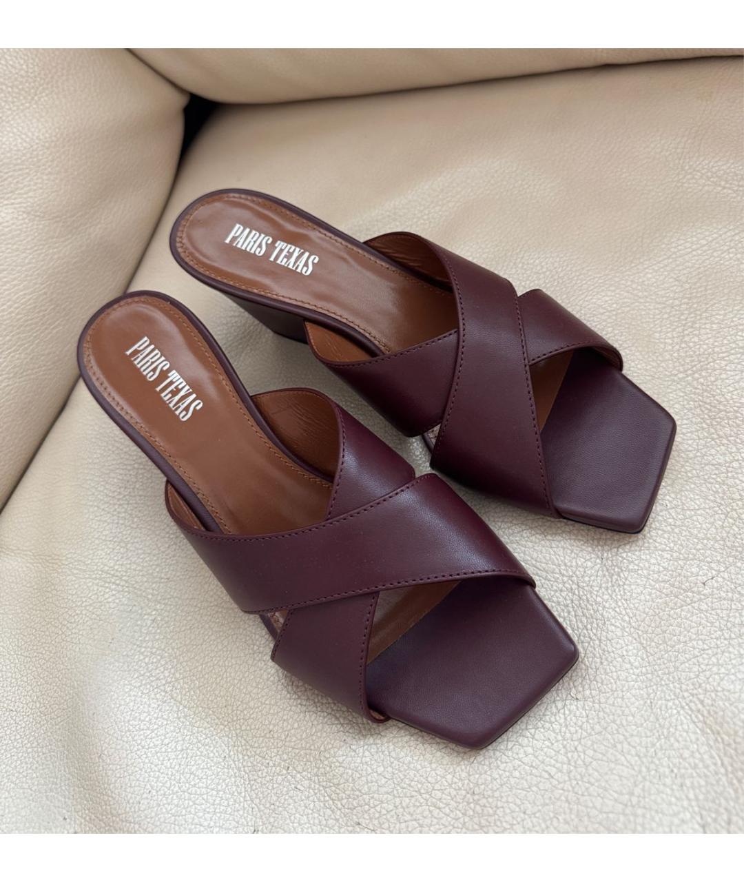 PARIS TEXAS Бордовые кожаные мюли, фото 7