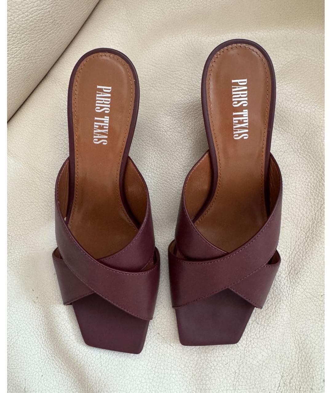 PARIS TEXAS Бордовые кожаные мюли, фото 2