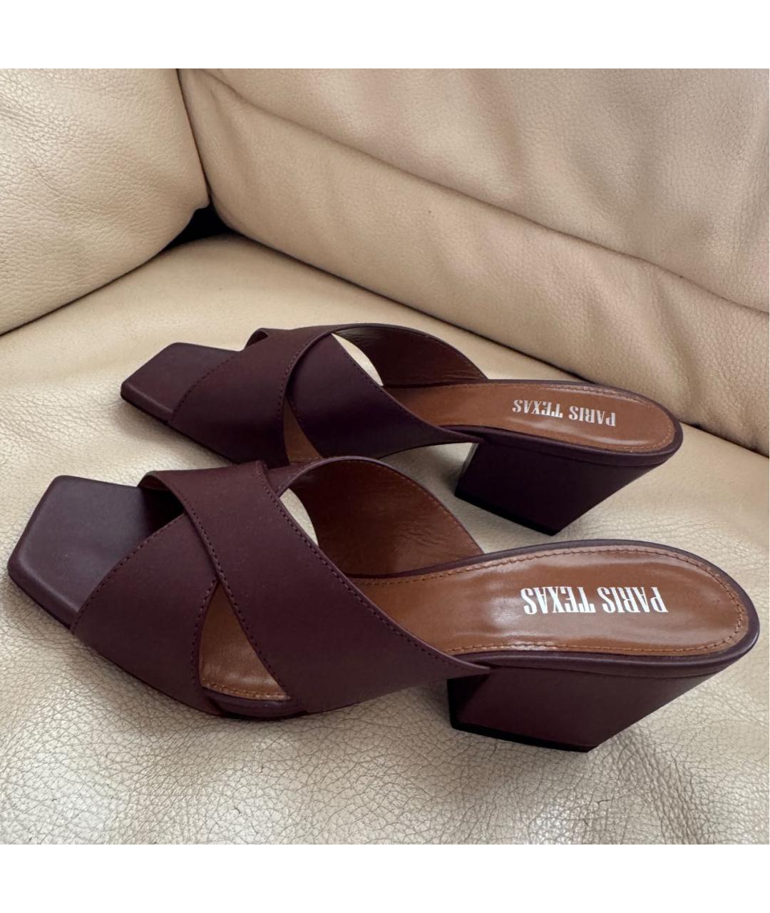 PARIS TEXAS Бордовые кожаные мюли, фото 6