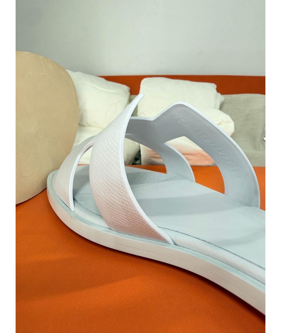 HERMES Голубые кожаные сандалии, фото 4