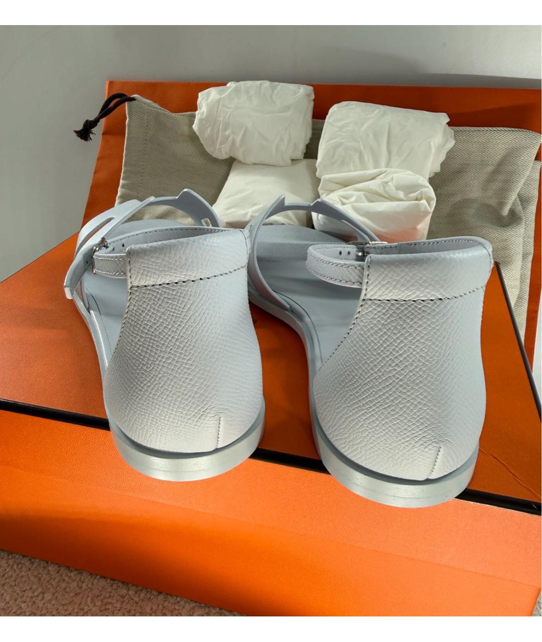 HERMES Голубые кожаные сандалии, фото 3