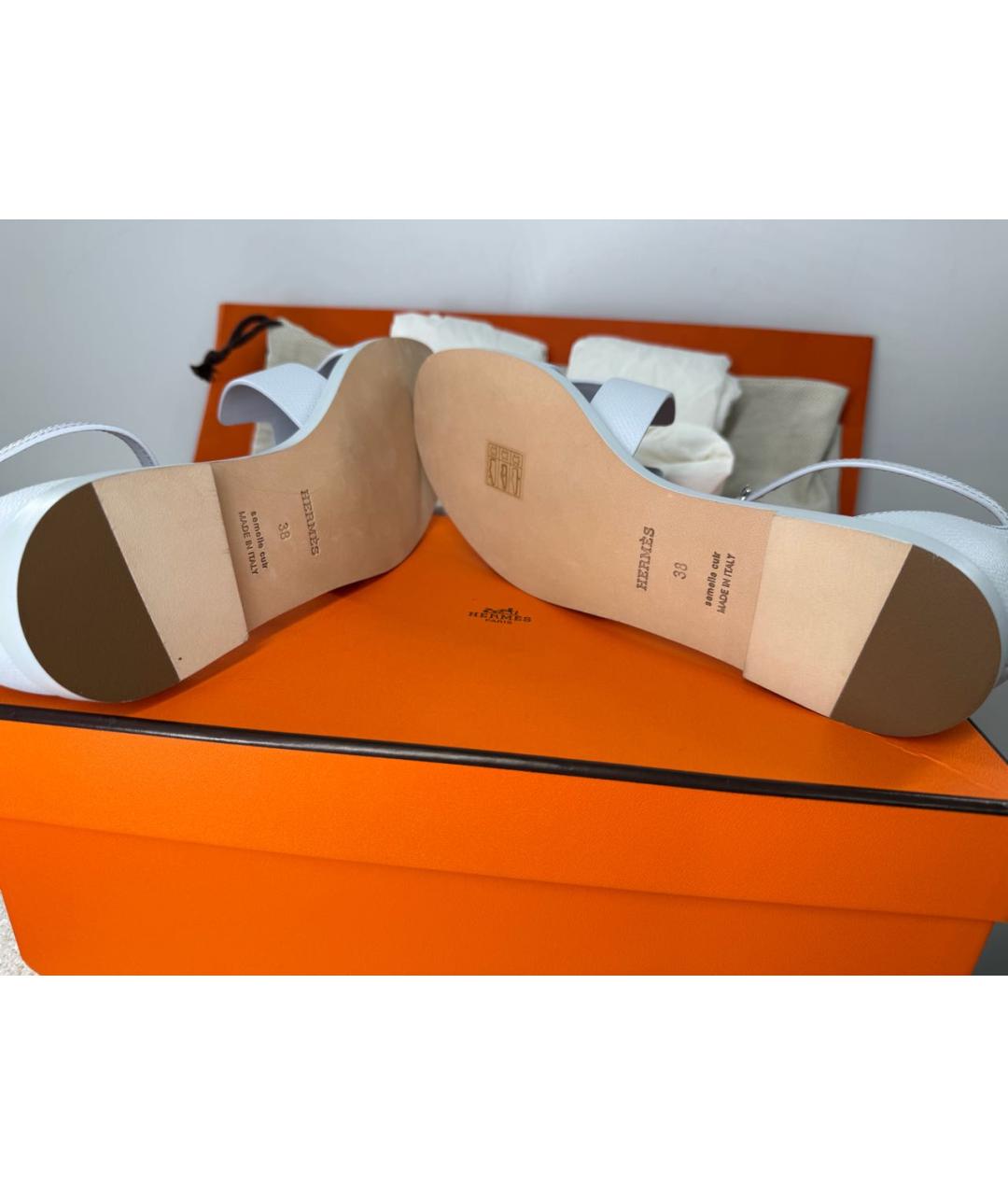 HERMES Голубые кожаные сандалии, фото 5