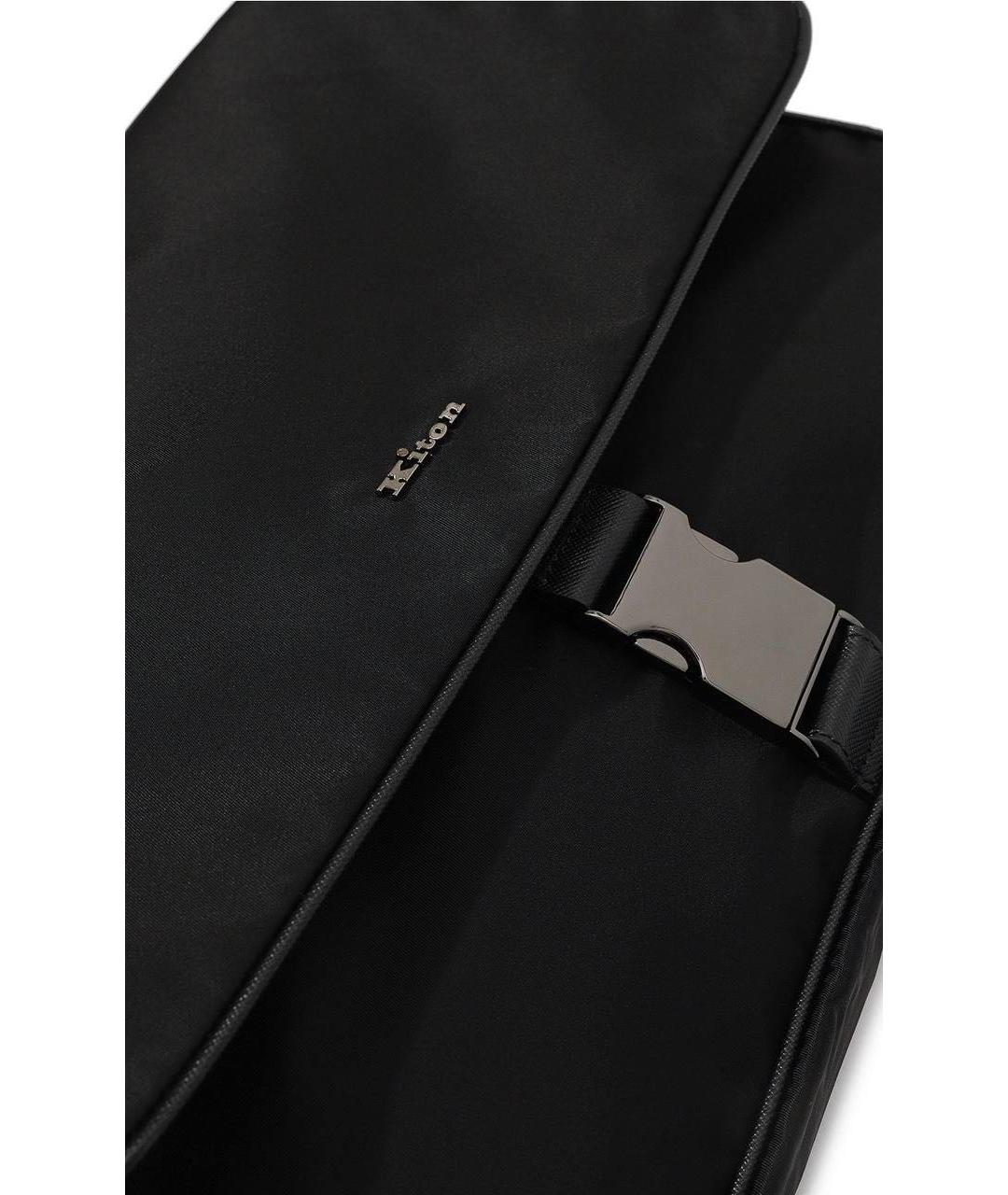 KITON Черная тканевая сумка на плечо, фото 3