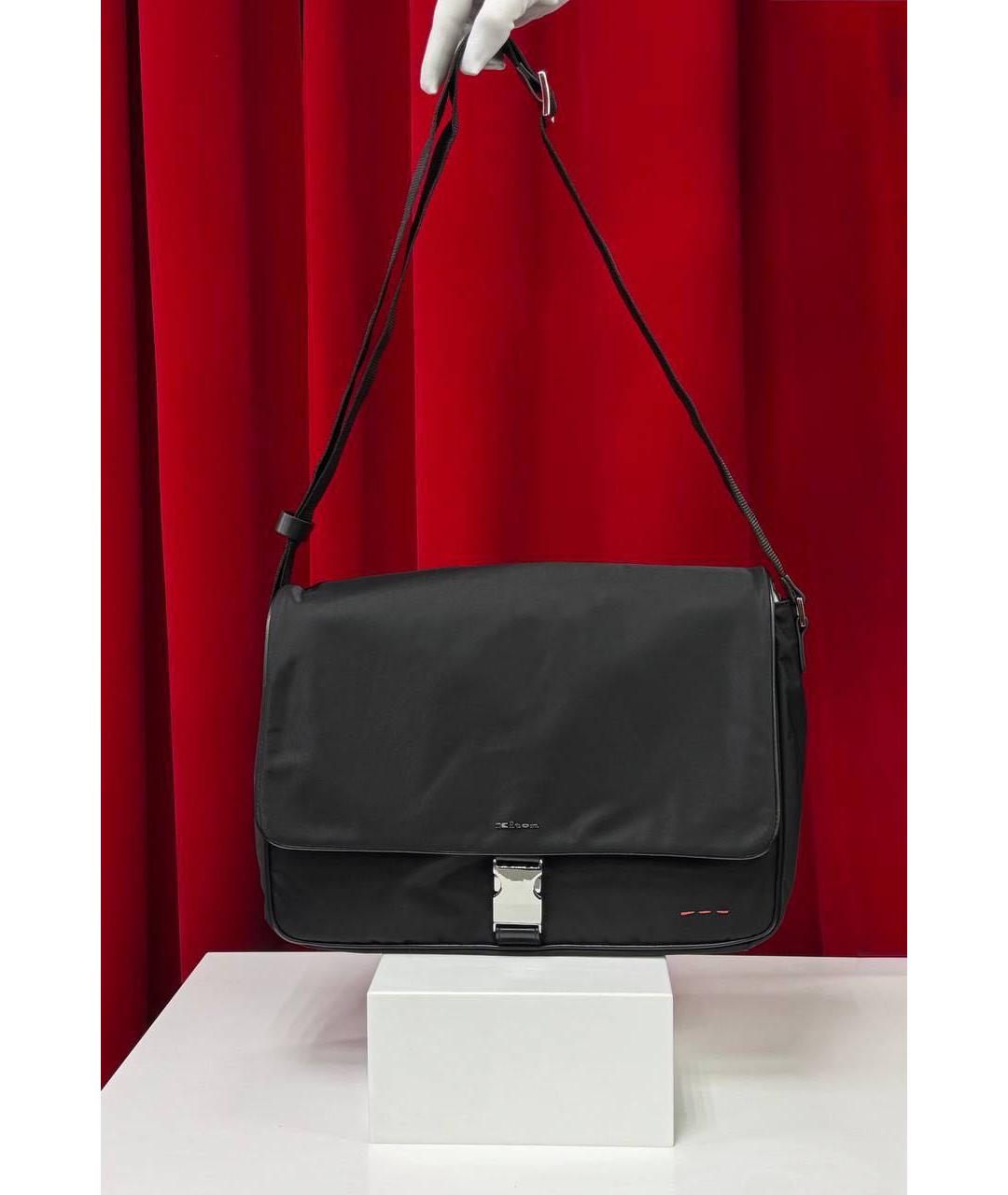 KITON Черная тканевая сумка на плечо, фото 7