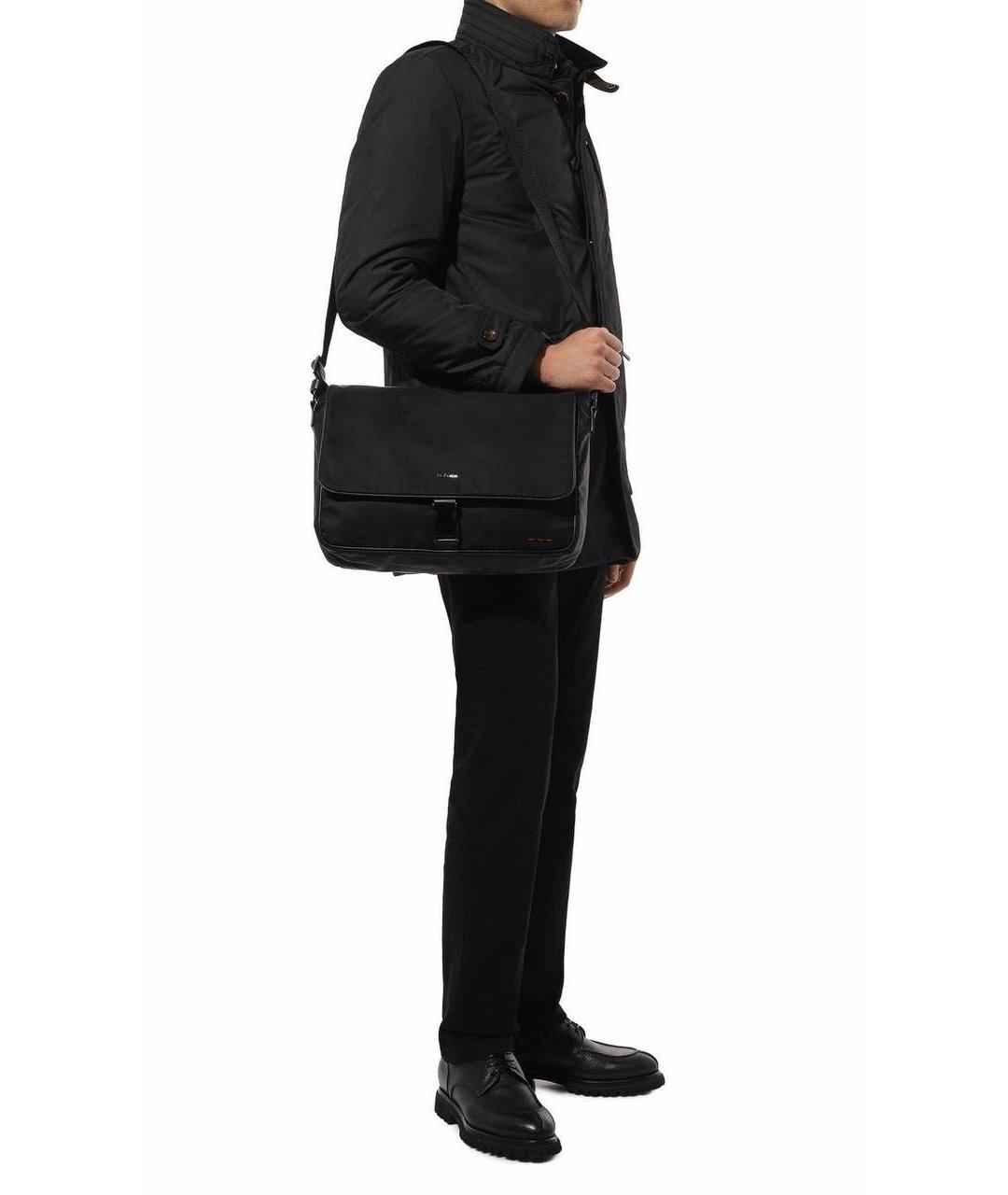 KITON Черная тканевая сумка на плечо, фото 5