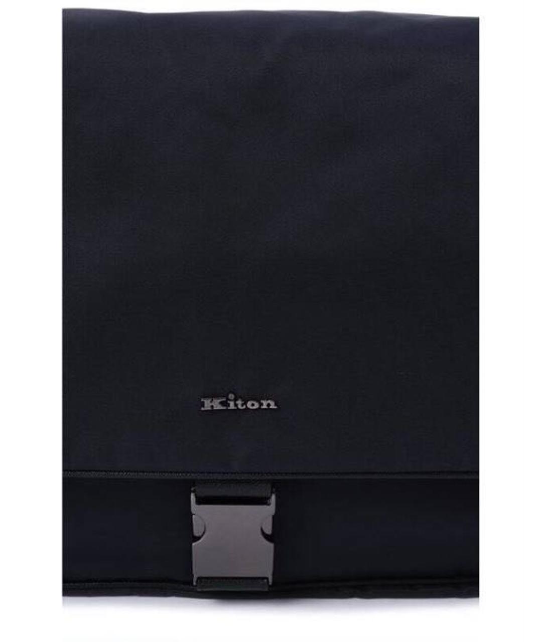 KITON Темно-синяя тканевая сумка на плечо, фото 2
