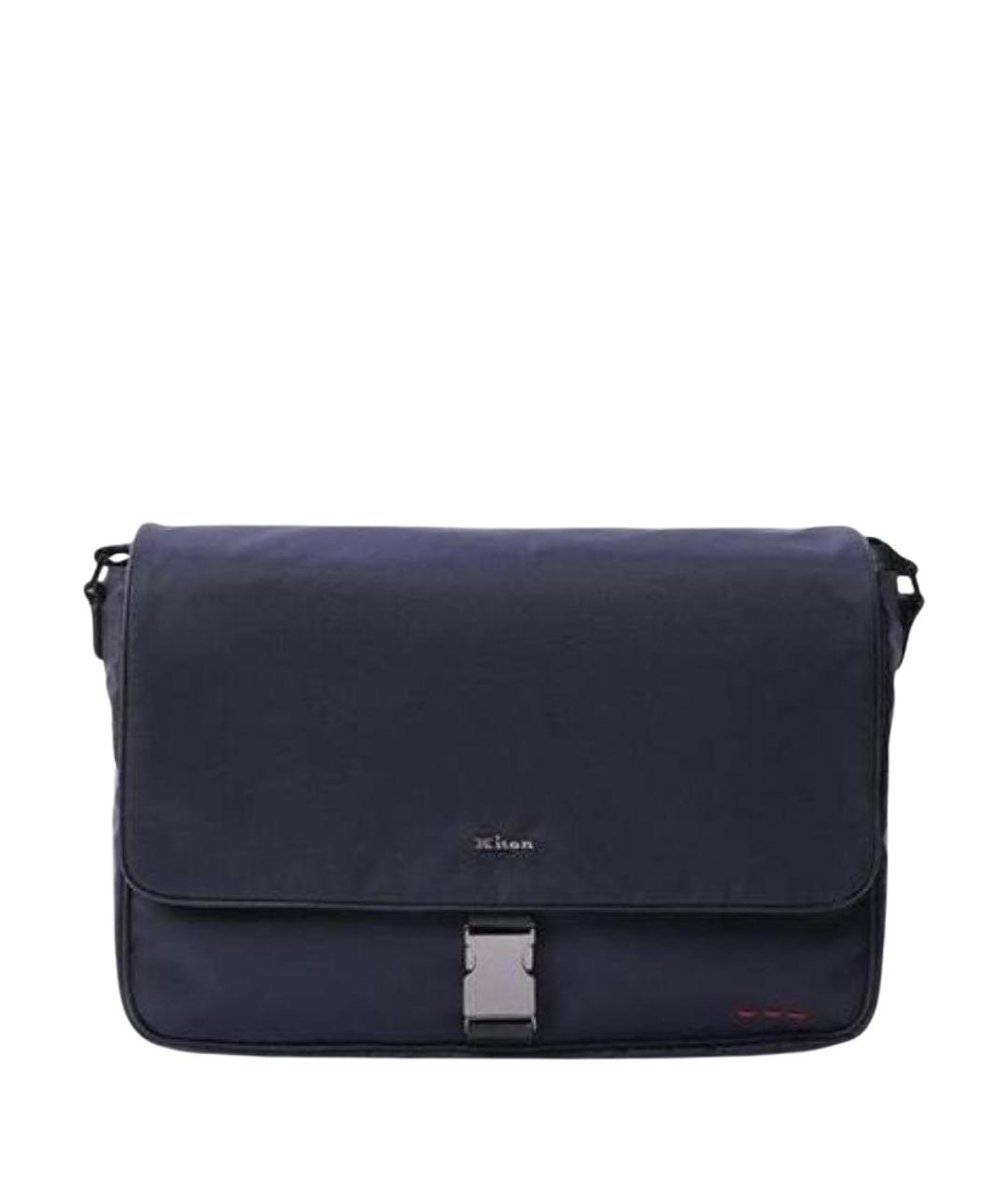 KITON Темно-синяя тканевая сумка на плечо, фото 1