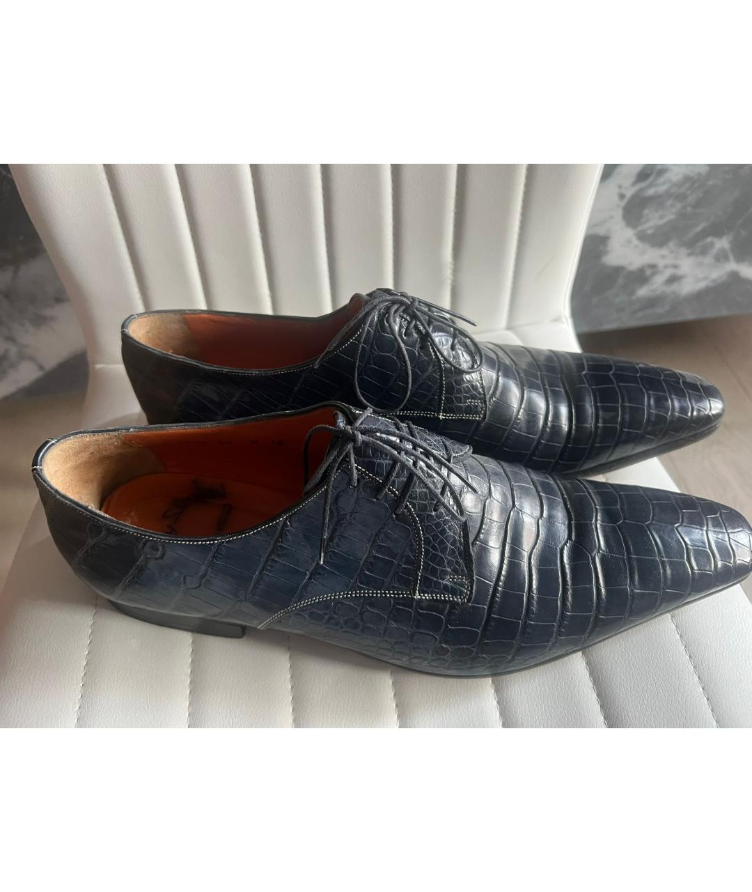 SANTONI Темно-синие кожаные туфли, фото 5
