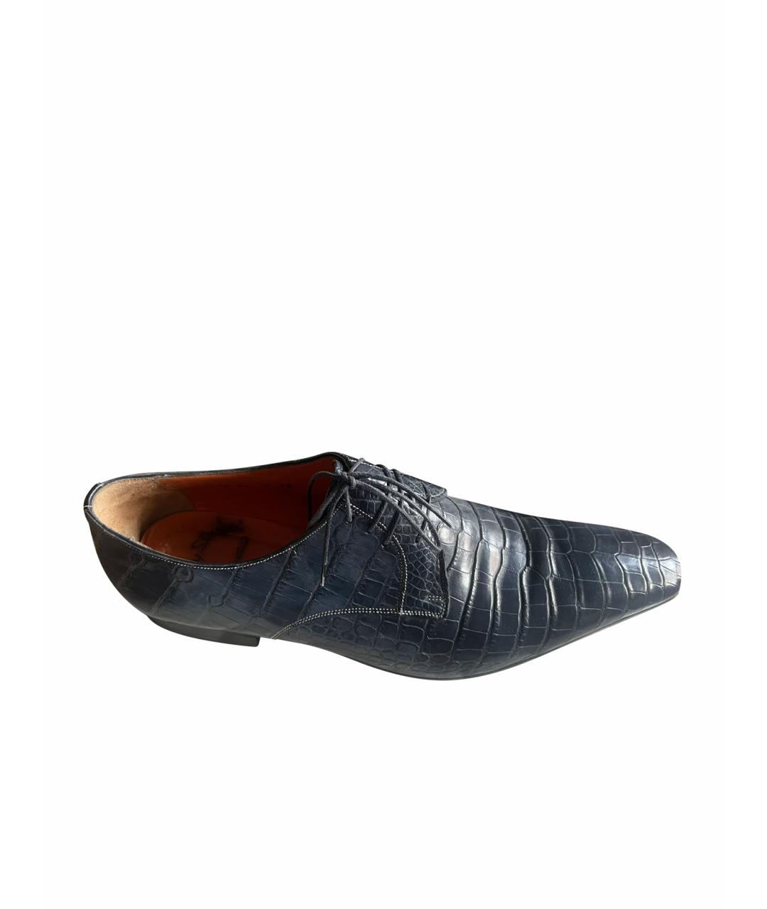 SANTONI Темно-синие кожаные туфли, фото 1