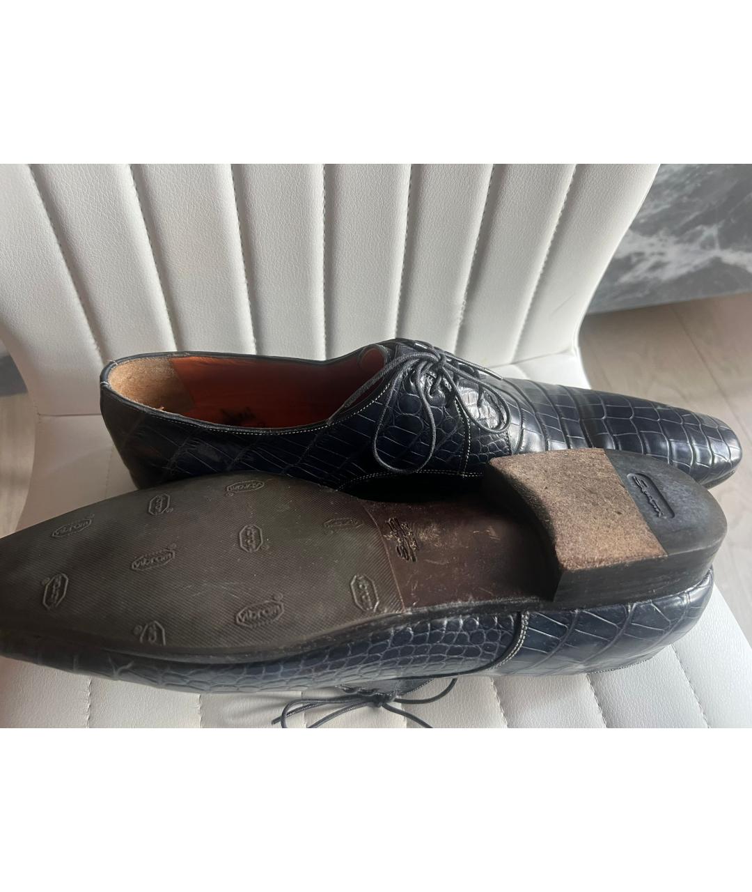 SANTONI Темно-синие кожаные туфли, фото 4