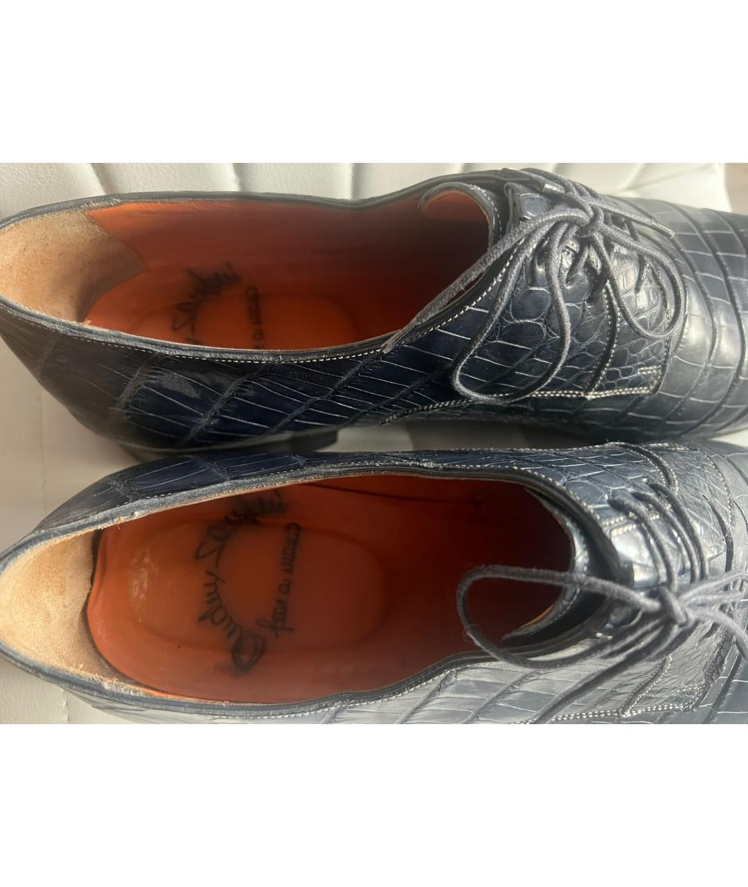 SANTONI Темно-синие кожаные туфли, фото 3