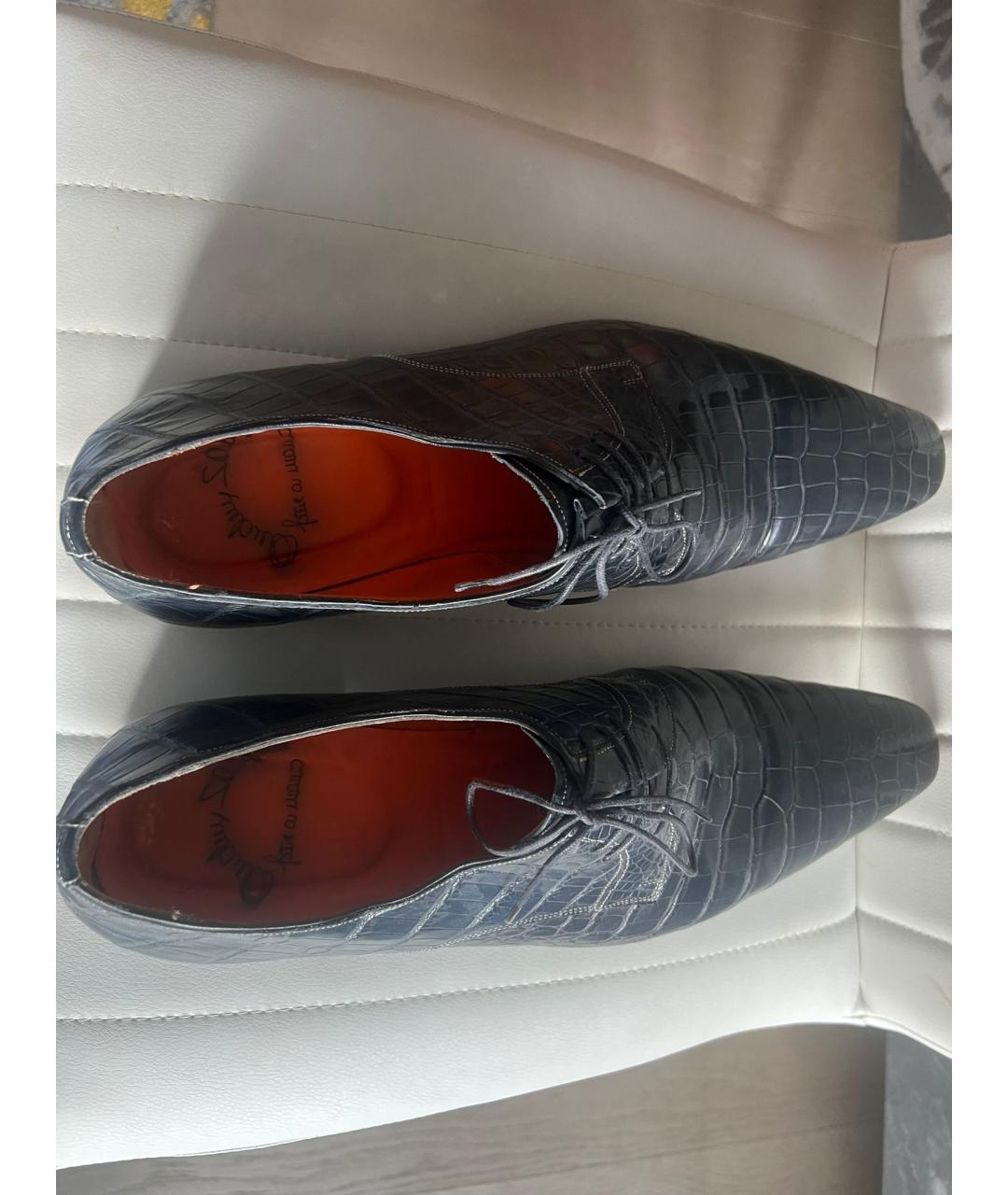 SANTONI Темно-синие кожаные туфли, фото 2