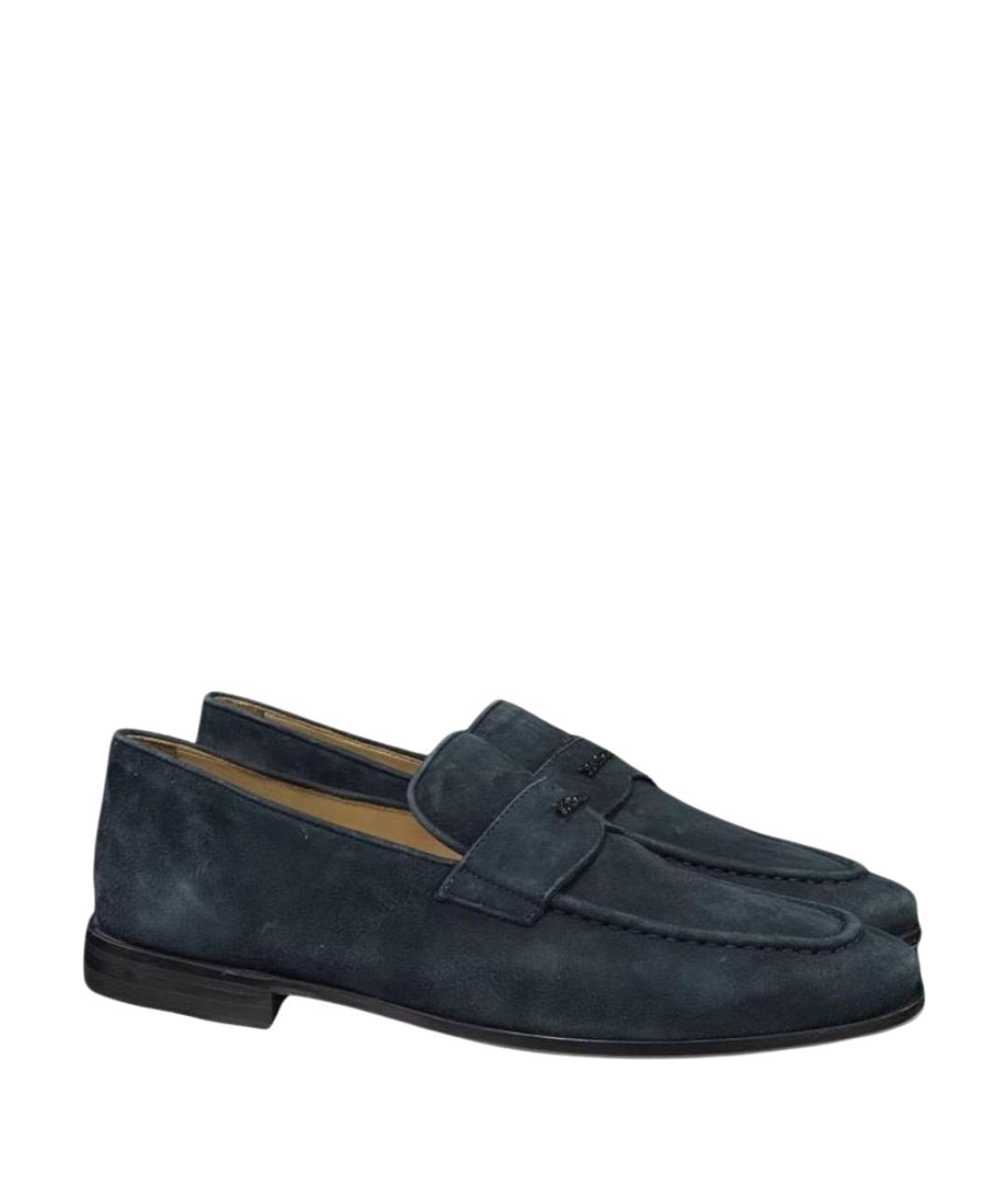 KITON Темно-синие замшевые лоферы, фото 1