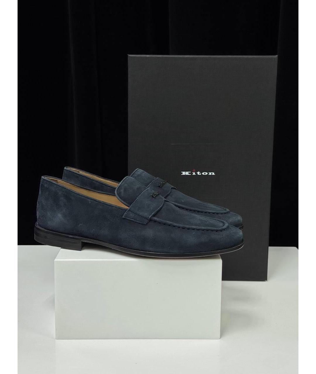 KITON Темно-синие замшевые лоферы, фото 6