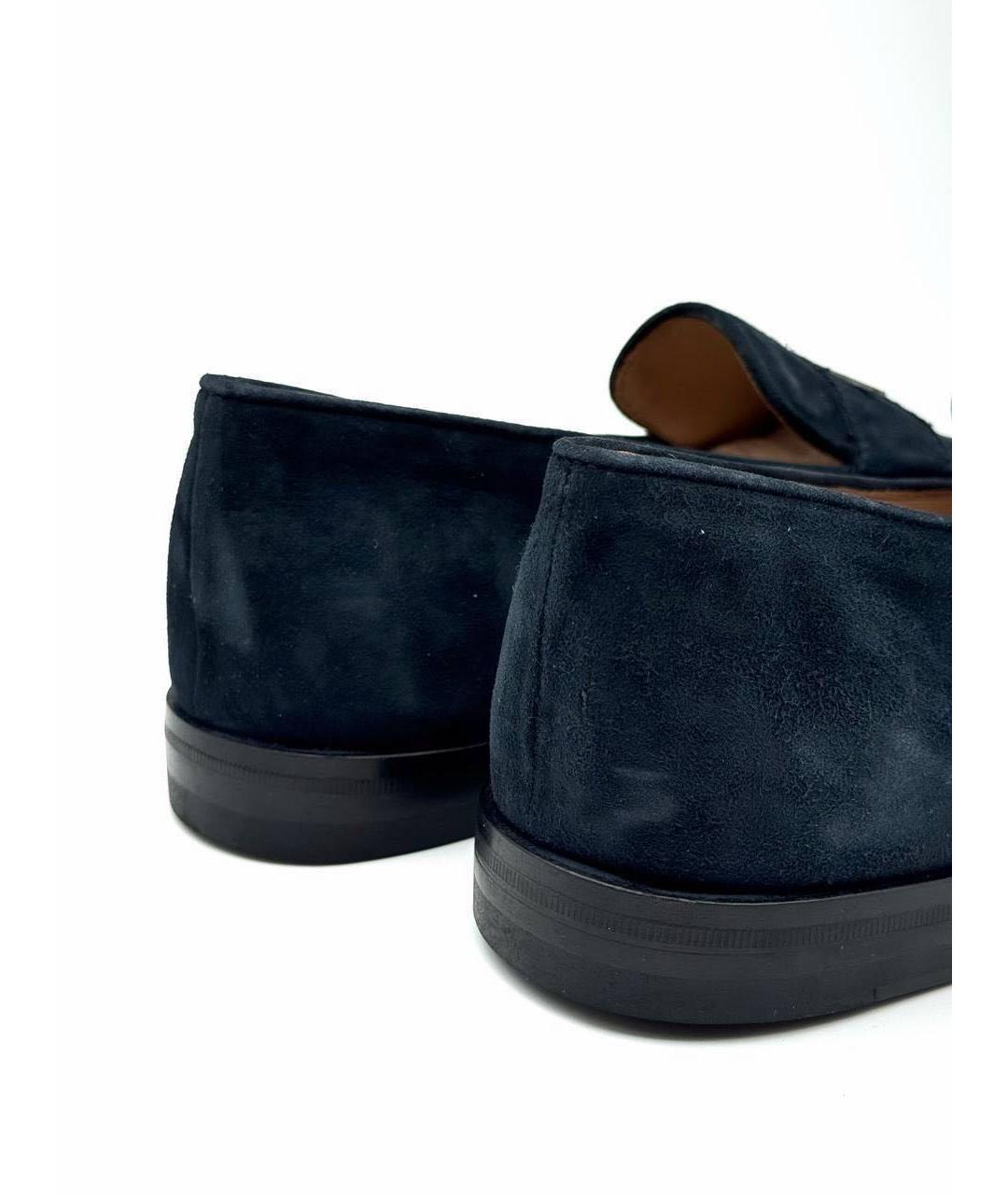KITON Темно-синие замшевые лоферы, фото 4