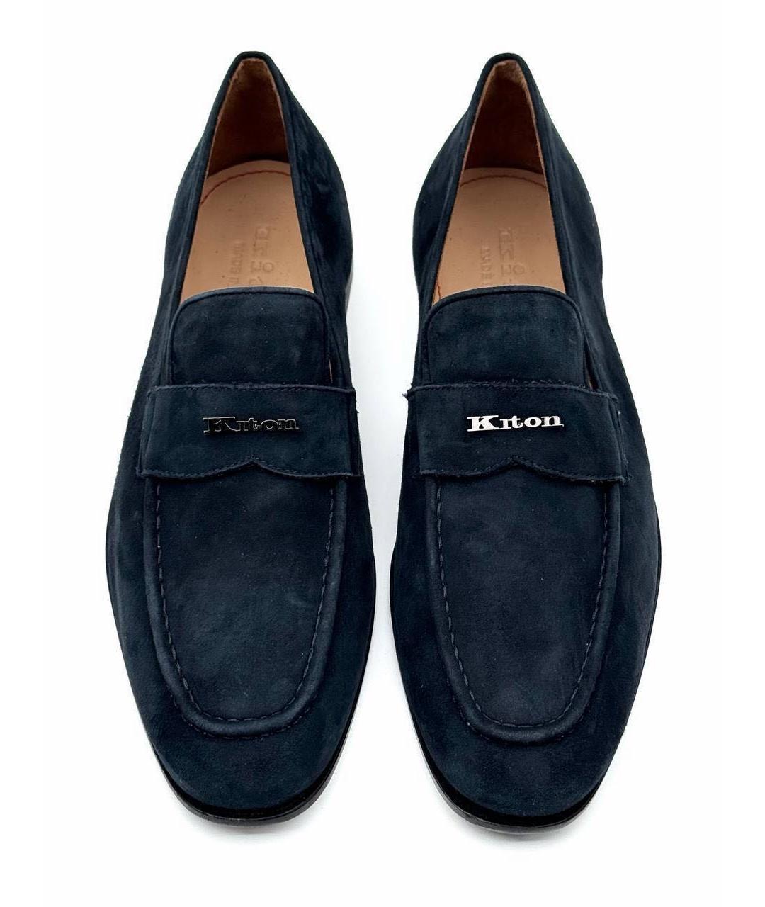 KITON Темно-синие замшевые лоферы, фото 3